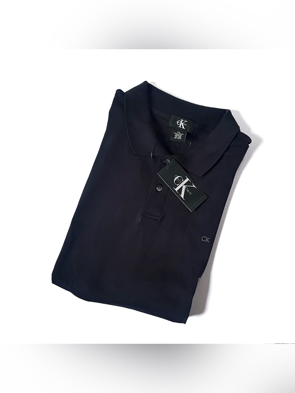 NWT New Men’s Calvin Klein Soft Cotton Liquid Touch Polo Shirt in Black (XL)